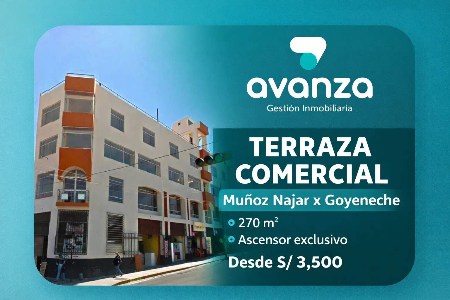 Alquiler de amplia terraza comercial en quinto piso – Cercado de Arequipa